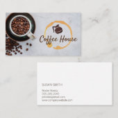 Carte De Visite Café | Pot de café | Fèves de café (Devant / Derrière)