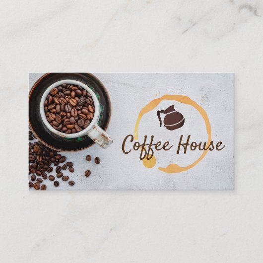 Carte De Visite Café | Pot de café | Fèves de café (Devant)