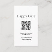 Carte De Visite Cafe restaurant scanner pour voir le menu commande (Dos)