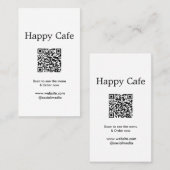 Carte De Visite Cafe restaurant scanner pour voir le menu commande (Devant / Derrière)