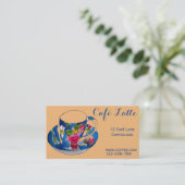 Carte De Visite Café Retro café café concepteur thé tasse (Debout devant)