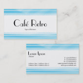 Carte De Visite Café Retro (Calcaire) - Bleu ondulé (Devant / Derrière)