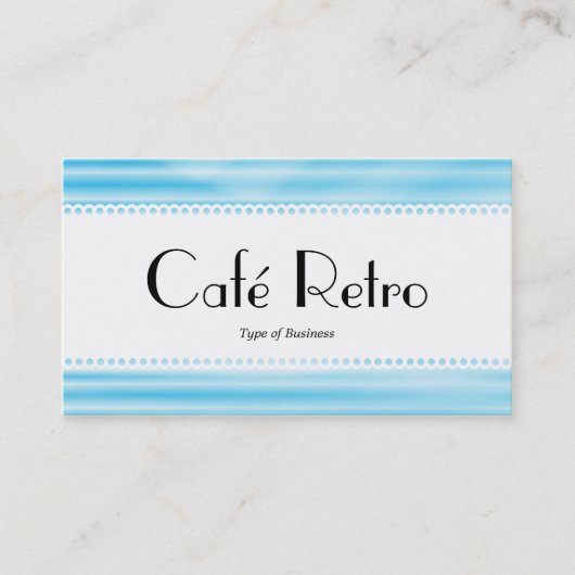 Carte De Visite Café Retro (Calcaire) - Bleu ondulé (Devant)
