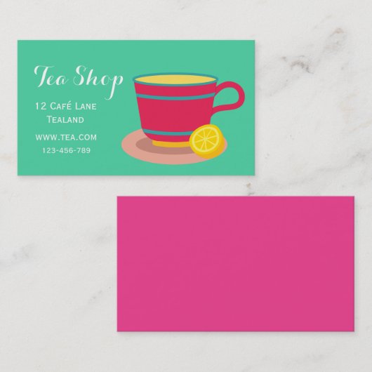 Carte De Visite Café rétro thé designer thé pot (Devant / Derrière)