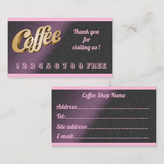 Carte De Visite Café rose Gratuit Et Moderne (Devant / Derrière)