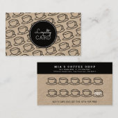 Carte De Visite Café Shop Cup Motif Kraft Loyalty Card (Devant / Derrière)
