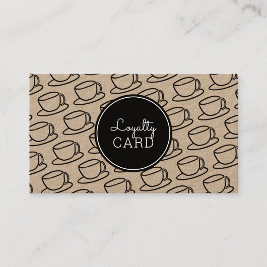 Carte De Visite Café Shop Cup Motif Kraft Loyalty Card (Devant)