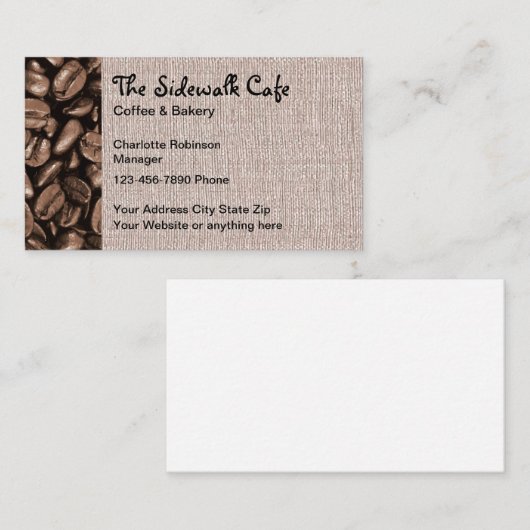 Carte De Visite Café Sidewalk (Devant / Derrière)