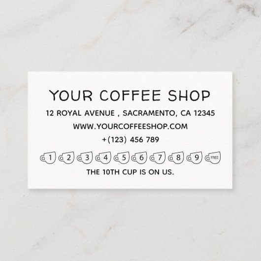 Carte De Visite Café simple et moderne (Dos)