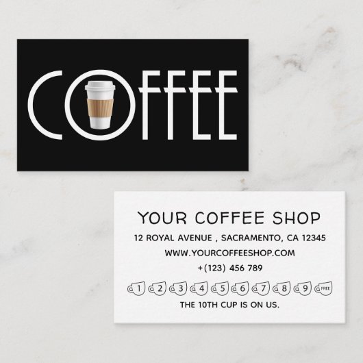 Carte De Visite Café simple et moderne (Devant / Derrière)