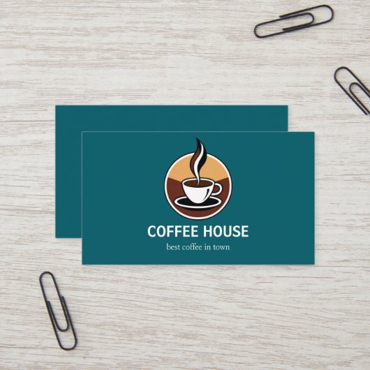 Carte de visite café simple moderne (Devant/Arrière en situation)