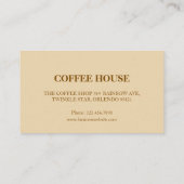 Carte de visite café simple moderne (Dos)
