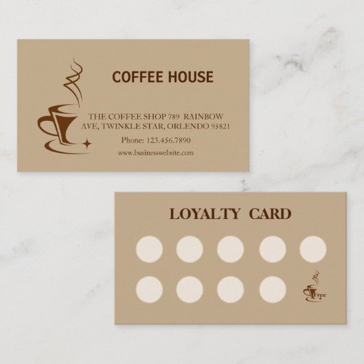 Carte De Visite Café simple moderne Shop Loyalty Card (Devant / Derrière)
