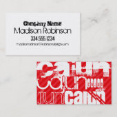 Carte De Visite Cajun ; Grandes rayures rouges écarlates (Devant / Derrière)