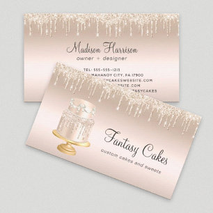 Carte De Visite Cake Bakery Gold Glitter Drips