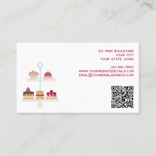 Carte De Visite Cakes Baking Catering QR Code (Dos)
