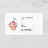 Carte De Visite Cakes Sweets Cupcake Accueil Boulangerie Girly Aqu (Dos)