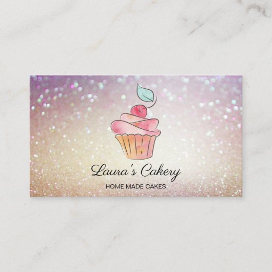 Carte De Visite Cakes Sweets Cupcake Accueil Boulangerie Girly Aqu (Devant)
