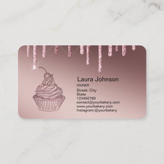 Carte De Visite Cakes & Sweets Cupcake Accueil Boulangerie Laisser (Dos)
