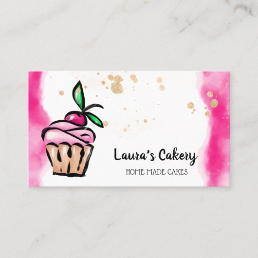 Carte De Visite Cakes & Sweets Cupcake Accueil Boulangerie mignonn (Devant)