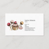 Carte De Visite Cakes & Sweets Cupcake Accueil Boulangerie Papier (Dos)
