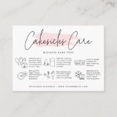 Carte De Visite Cakesicules Instructions de soins Aquarelle rose p (Devant)