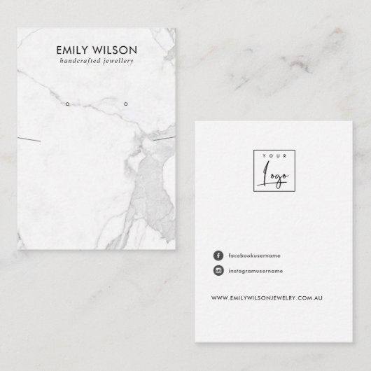 CARTE DE VISITE CALACATTA MARBRE TEXTURE ÉCRAN D'APPUI (Devant / Derrière)