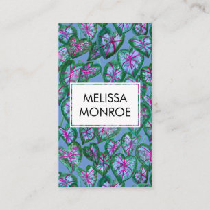 Carte De Visite Caladium Feuilles Tropical Bold Aquarelle Botaniqu