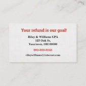 Carte De Visite Calculateur de crédit d'impôt (Dos)