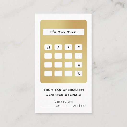 Carte De Visite Calculateur d'or de nomination de l'impôt comptabl (Devant)
