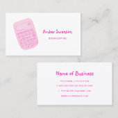 Carte De Visite Calculateur rose mou pour comptable et comptable (Devant / Derrière)