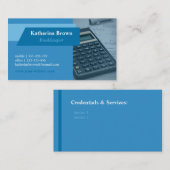 Carte De Visite Calculatrice bleue de finances de comptable de (Devant / Derrière)