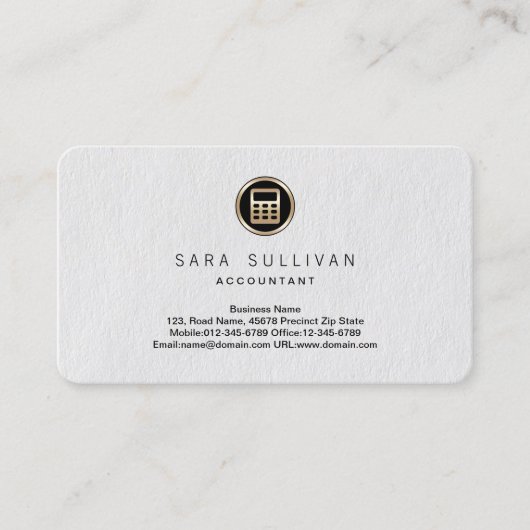 Carte De Visite Calculatrice Icon Comptable Premium BusinessCard (Devant)