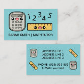 Carte De Visite Calculatrice Mignonne et Règle Prof de Maths (Devant / Derrière)