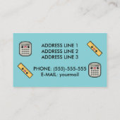 Carte De Visite Calculatrice Mignonne et Règle Prof de Maths (Dos)