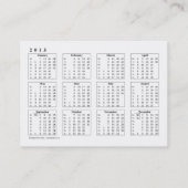 CARTE DE VISITE CALENDRIER (Dos)