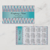 Carte De Visite Calendrier 2019 de Dusty Pink et Blue iKat ZigZag (Devant / Derrière)