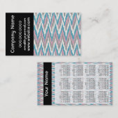 Carte De Visite Calendrier 2019 Pocket Pink et Blue ZigZag (Devant / Derrière)