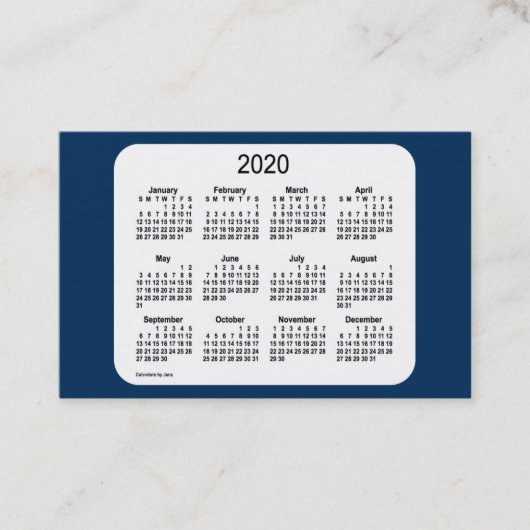 Carte De Visite Calendrier 2020 par Janz Police Box Blue Euro (Devant)
