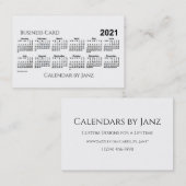 Carte De Visite Calendrier 2021 par Janz White Euro (Devant / Derrière)