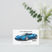 Carte De Visite Calendrier 2025 Blue Sport Car Pocket (Debout devant)
