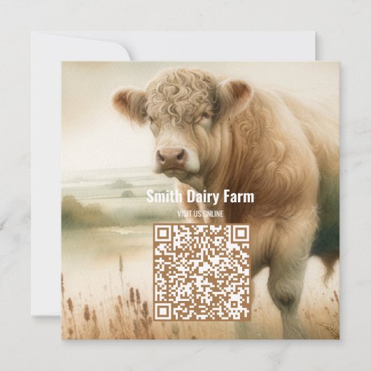 Carte de visite Calendrier 2026 Code QR Vache (Devant)