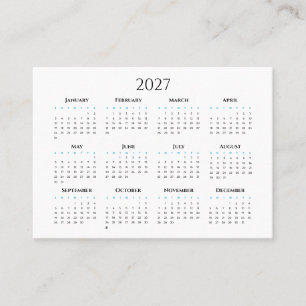 Carte De Visite Calendrier 2027 #2 Quatre rangées, trois colonnes