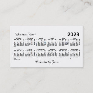 Carte De Visite Calendrier blanc 2028 par Janz