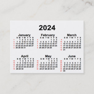 Carte De Visite Calendrier de 52 semaines 2024 blanc par Janz Cart