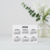 Carte De Visite Calendrier de 52 semaines 2026 blanc par Janz Cart (Debout devant)