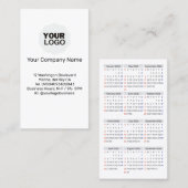 Carte De Visite Calendrier de poche 2026 Format dimanche Début des (Devant / Derrière)
