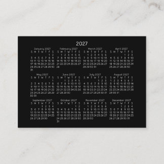 Carte De Visite Calendrier de poche 2027 à partir du dimanche en n