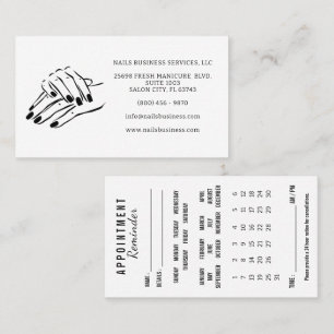 Carte De Visite Calendrier de rappel de rendez-vous pour ongles Ca