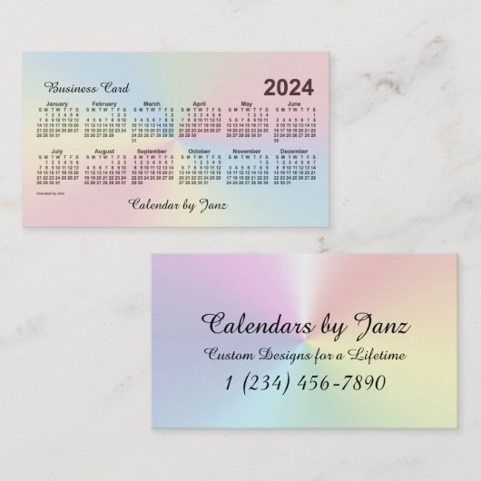 Carte De Visite Calendrier des nuages arc-en-ciel 2024 par Janz (Devant / Derrière)